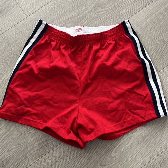 Red with White and Navy Striped Shorts for Sports/Cheerleading - Picture 4 of 5